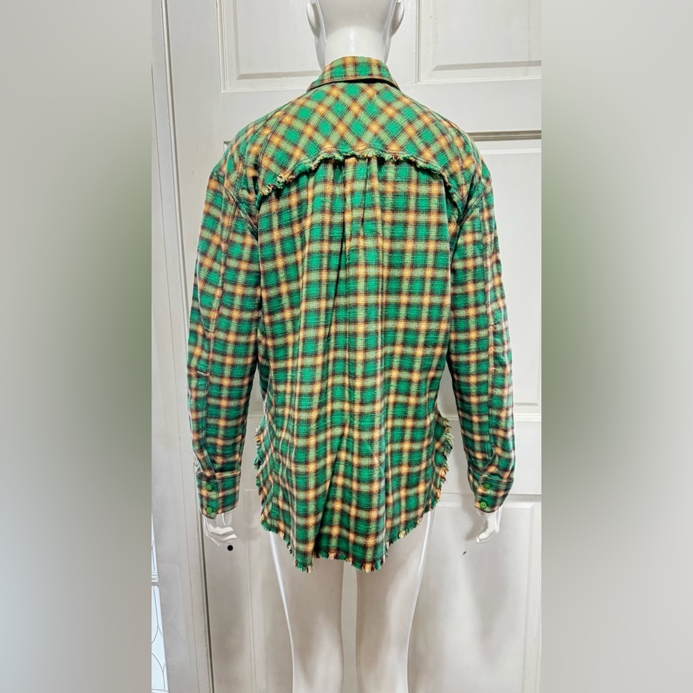 BDG Urban Outfitters Brixton Flannel Button-Down Shirt Tunic Top Sz Medium P-17 - Picture 6 of 16